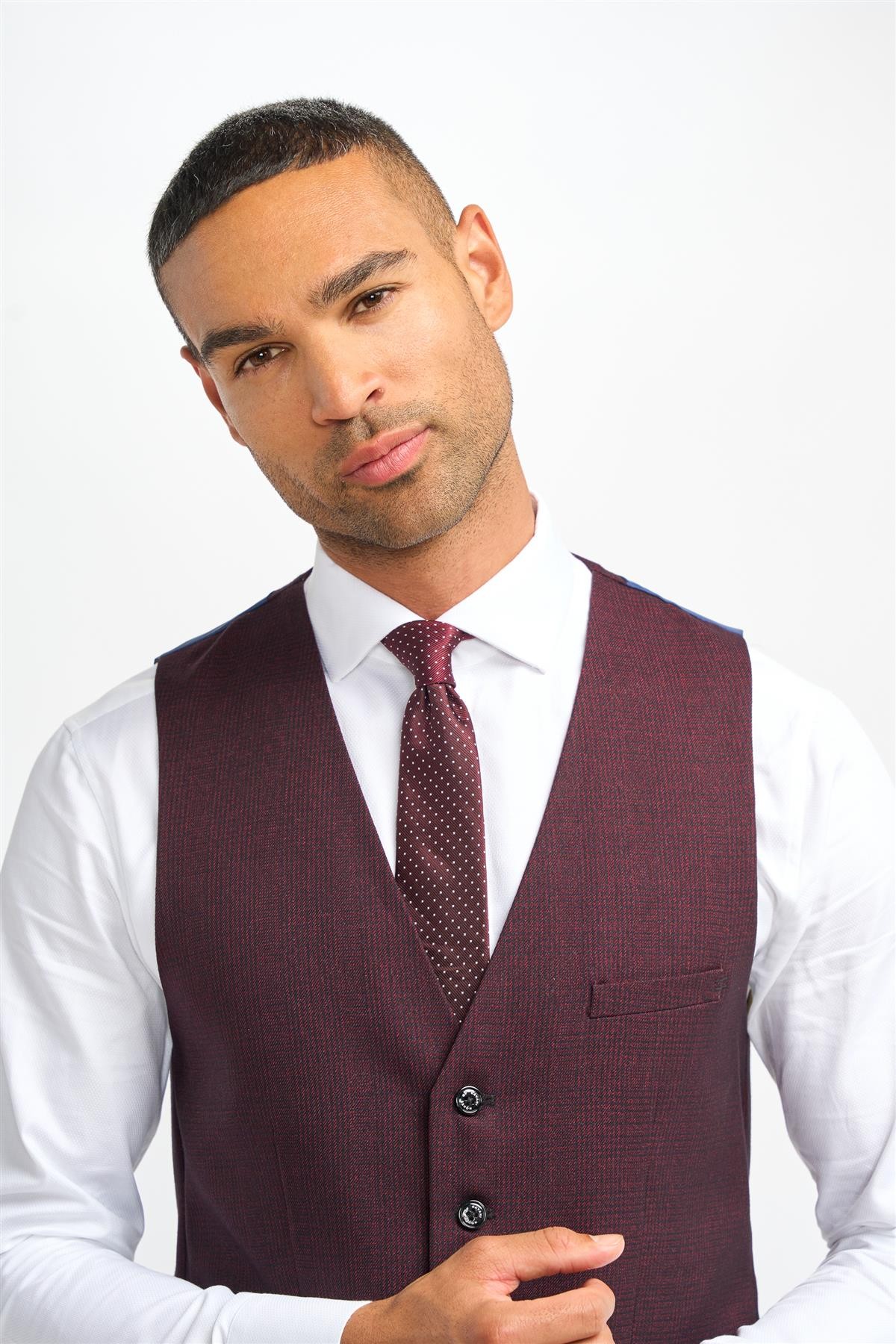 Men's Tweed Check Vest - CARIDI WINE