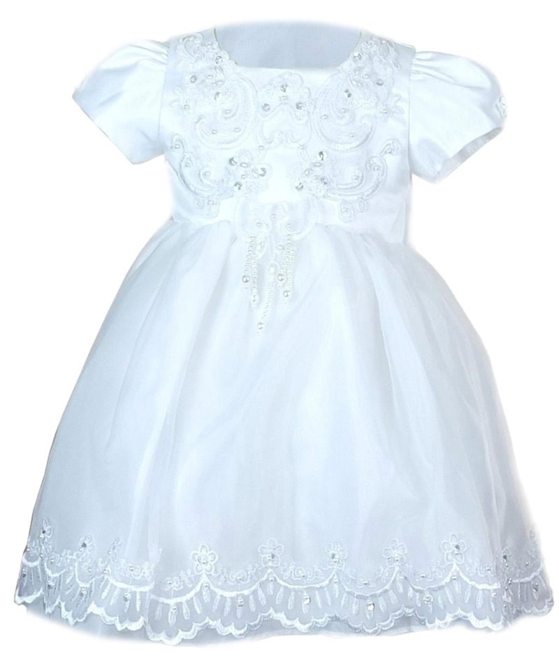 Baby Girls Christening White Gown With Bonnet