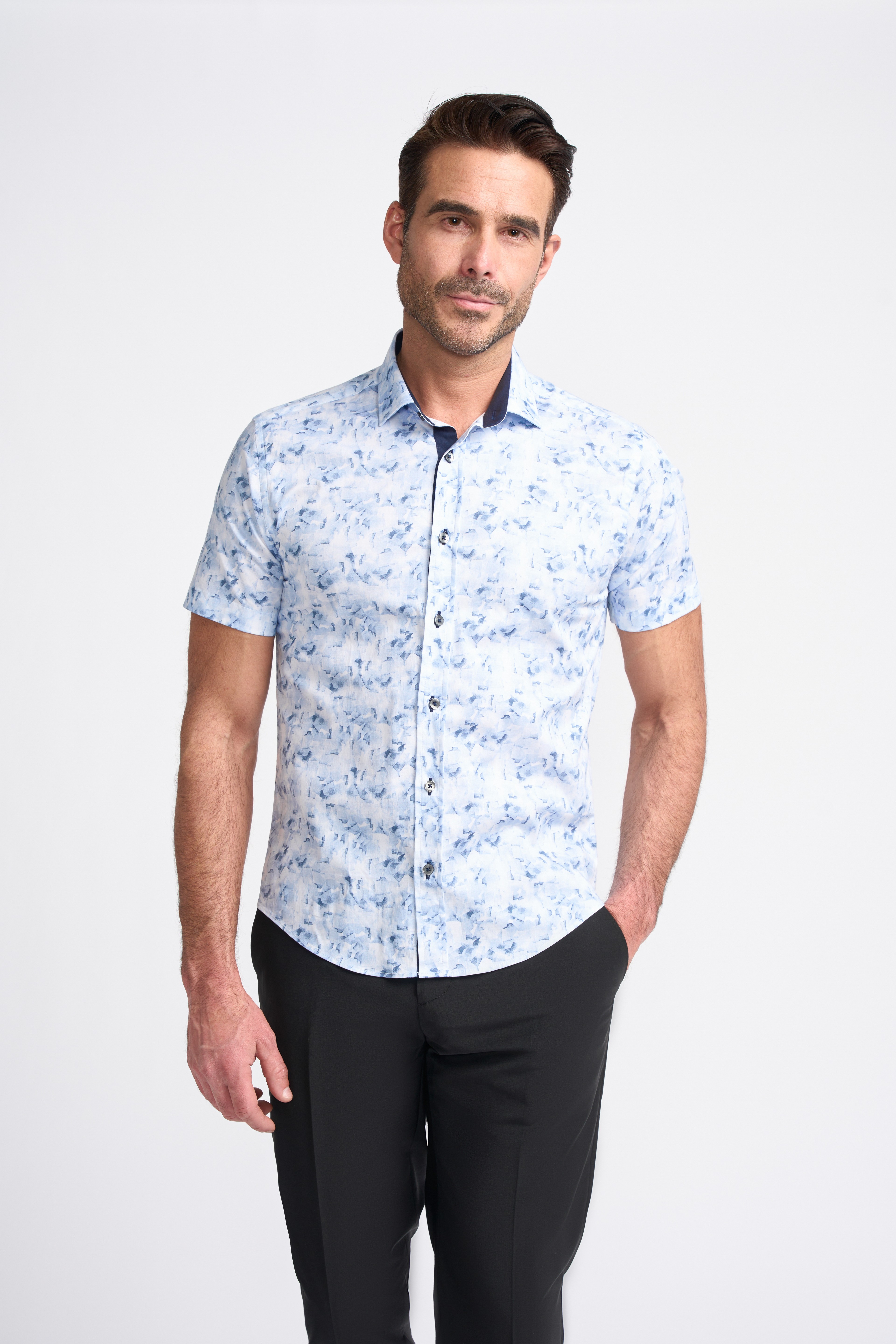 Men’s Cotton Short Sleeve Abstract Print Shirt – CONWAY