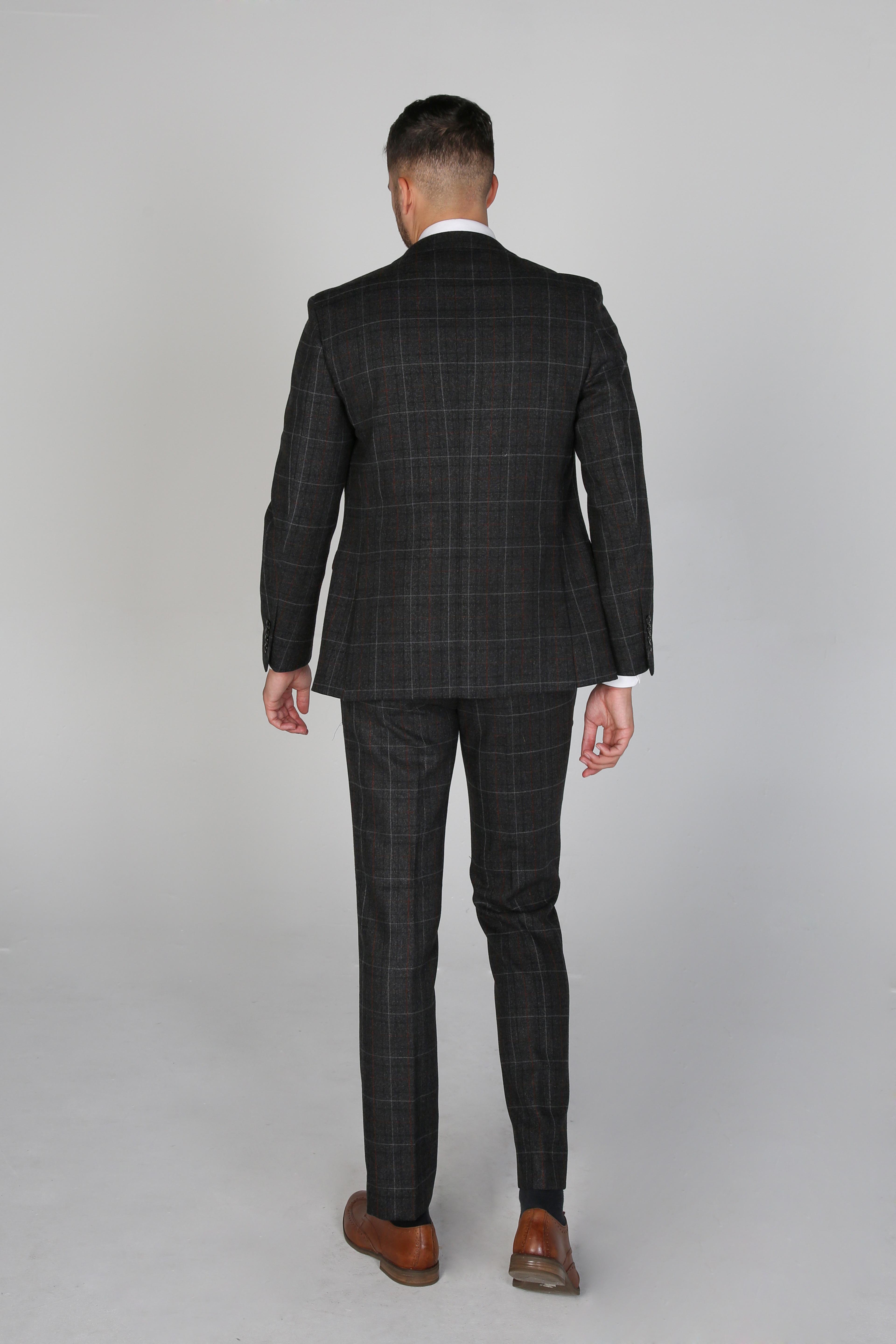 Boys Windowpane Tailored Fit Suit Jacket- HARVEY