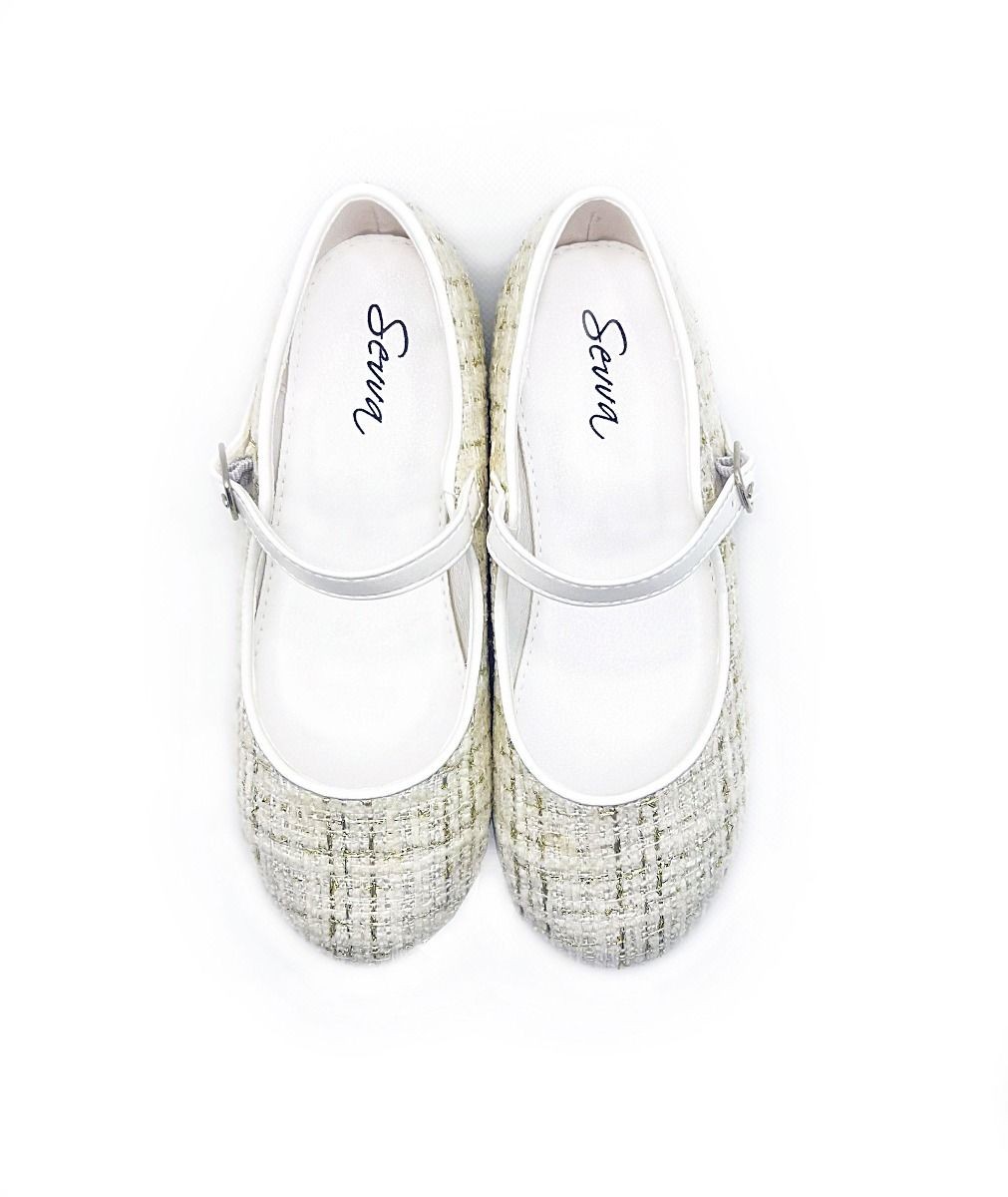 Girls' Tweed Flats Mary Jane Shoes - SUZANNE - Ivory