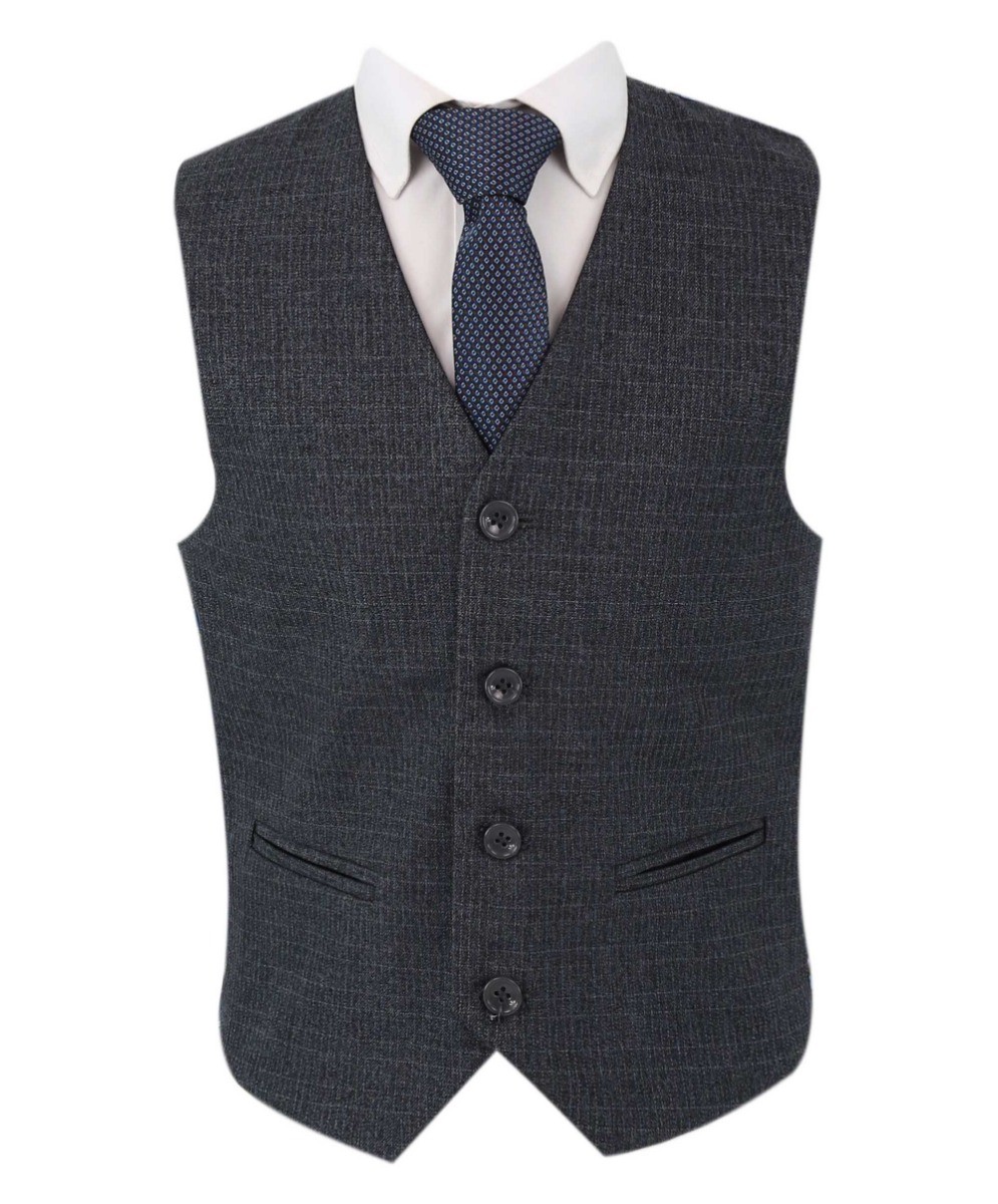 Boy Tweed Tailored Fit Husky Sizes Suit - JONATHAN Charcoal
