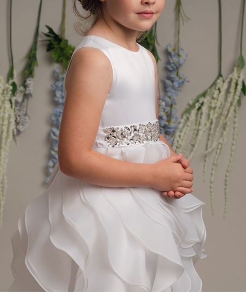 Girls White Cascading Tiered Tulle Dress – ELLA