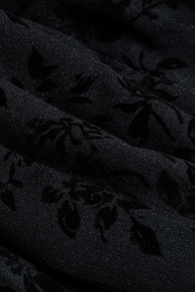 Men's Black Velvet Floral Embroidered Suit Jacket - GEORGI - Black