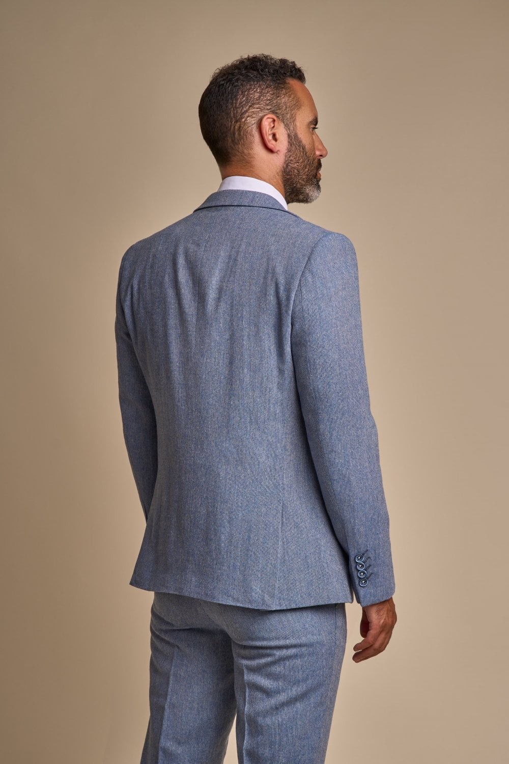 Men's Tweed Slim Fit Suit - WELLS Blue - Light Blue