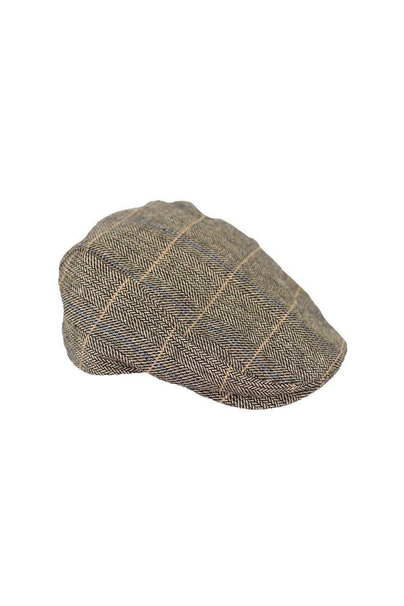 Men's Tweed Herringbone Check Classic Flat Cap - ALBERT