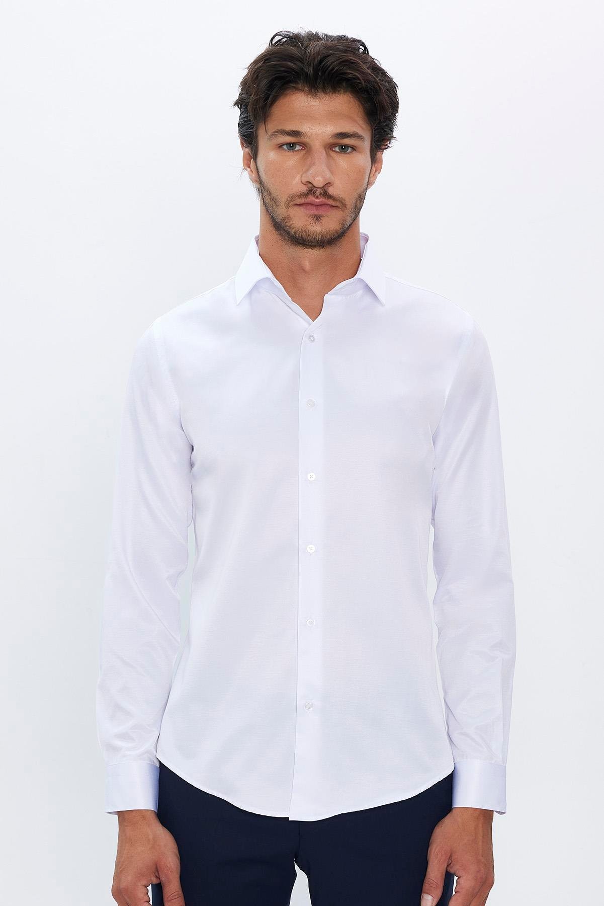 Men's Slim Fit Button-Down Cotton Blend Dress Shirt - Dimi Dotti