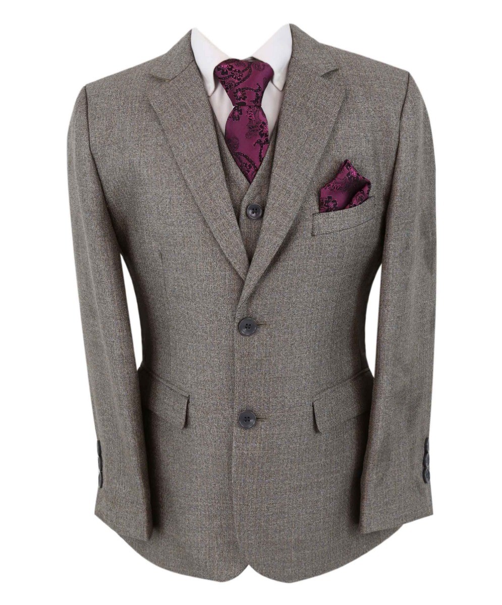 Boys Tailored Fit Textured Suit