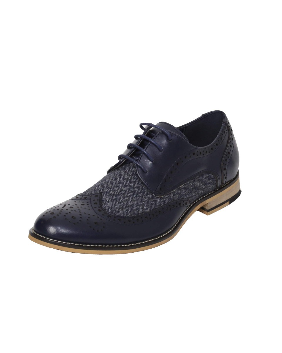 Men's Lace Up Tweed Leather Brogue Shoes - HORATIO