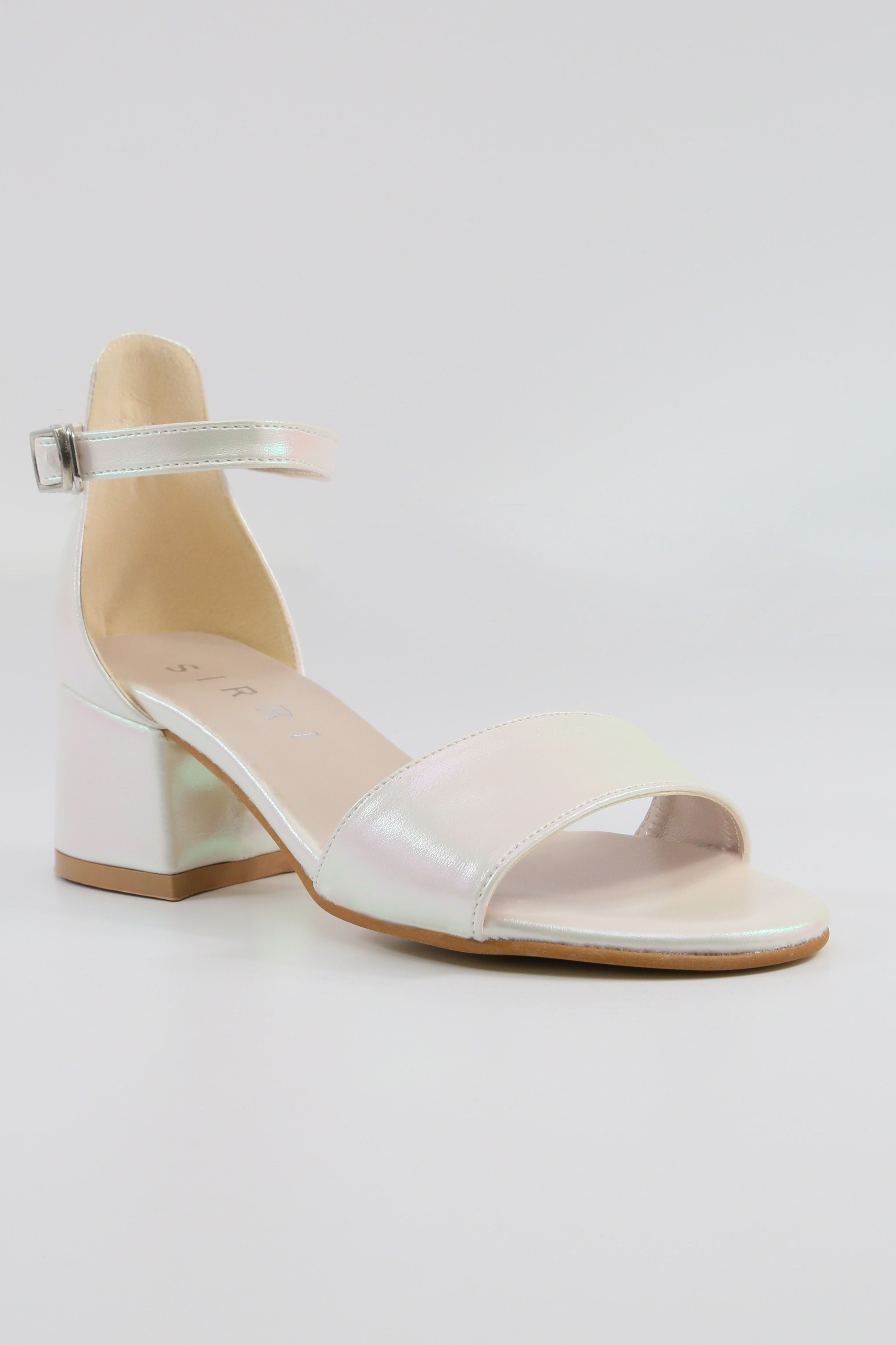 Girls Ankle-Strap Iridescent Block Heels Sandals - GRACE