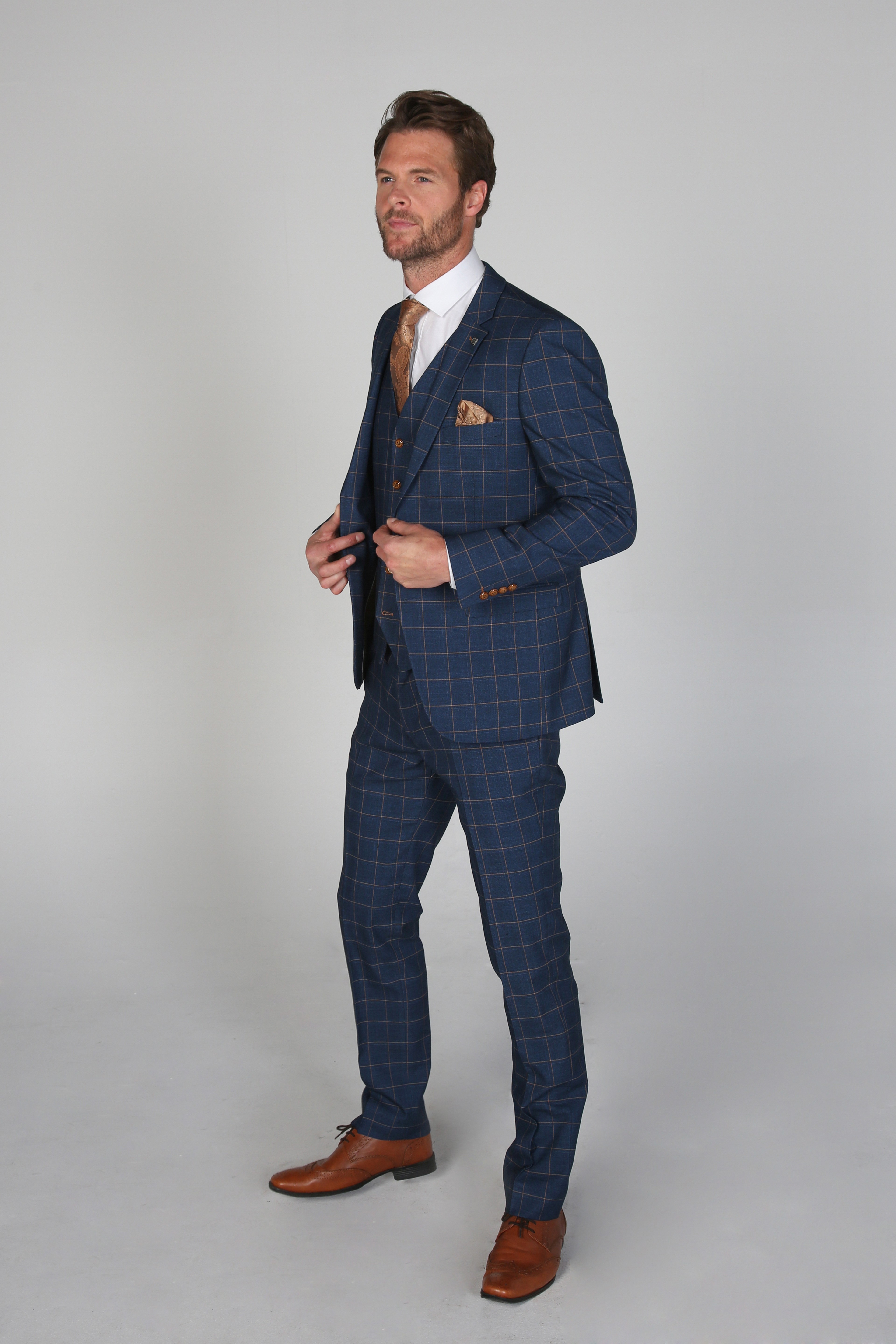 Men's Tailored Fit Windowpane Check Suit Jacket - HAMLEYS