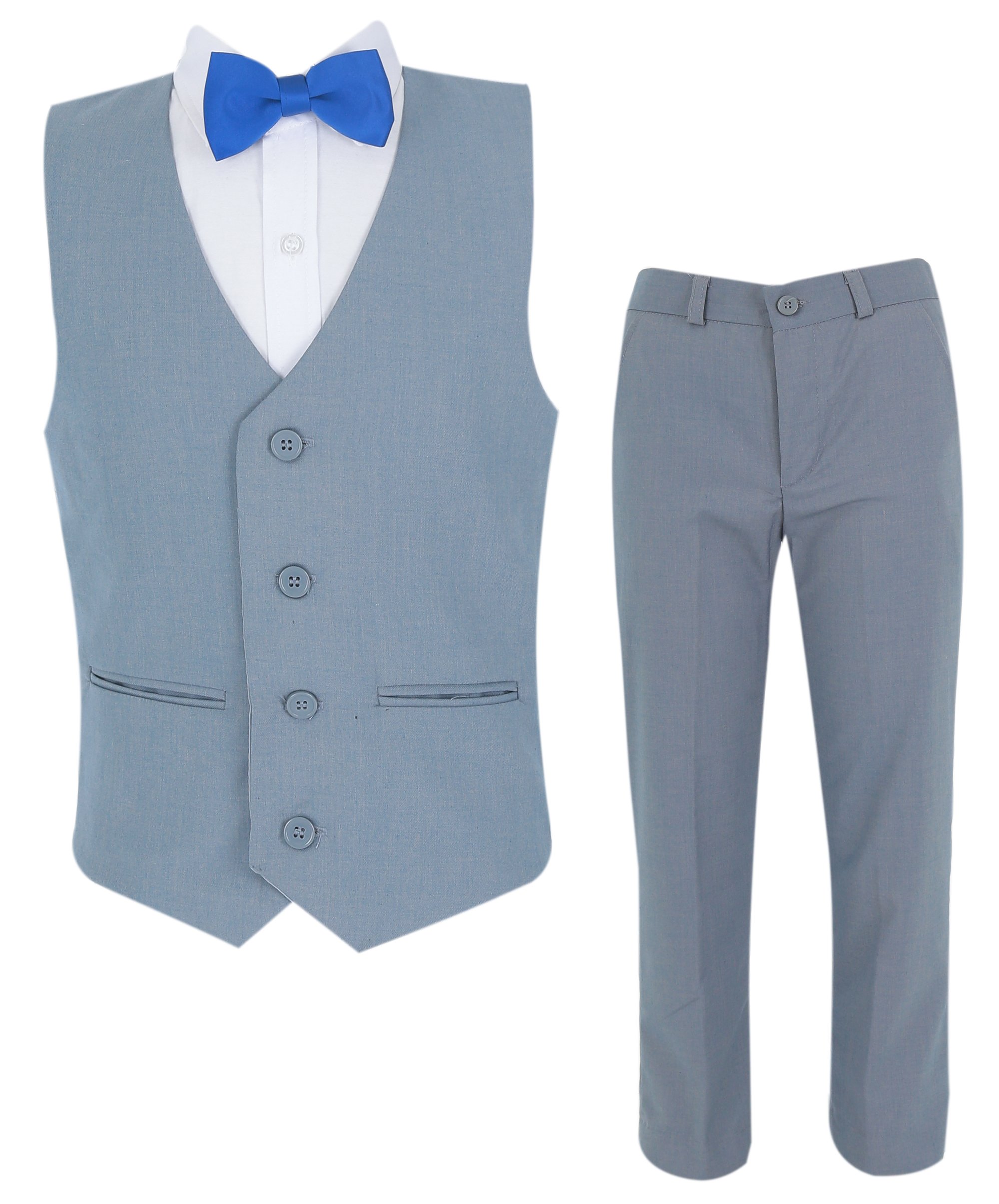 Boys Summer Waistcoat Suit 4 PC Set - Grey