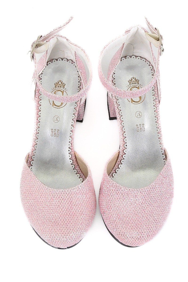 Girls Mary Jane Block Heel Pink Shoes - BUENE - Pink