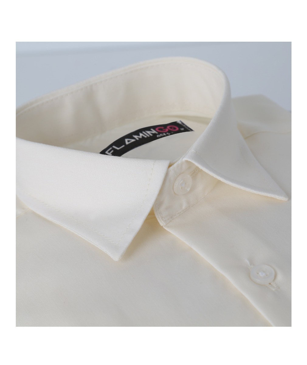 Boys Classic Collar Cufflinks Shirt - Ivory
