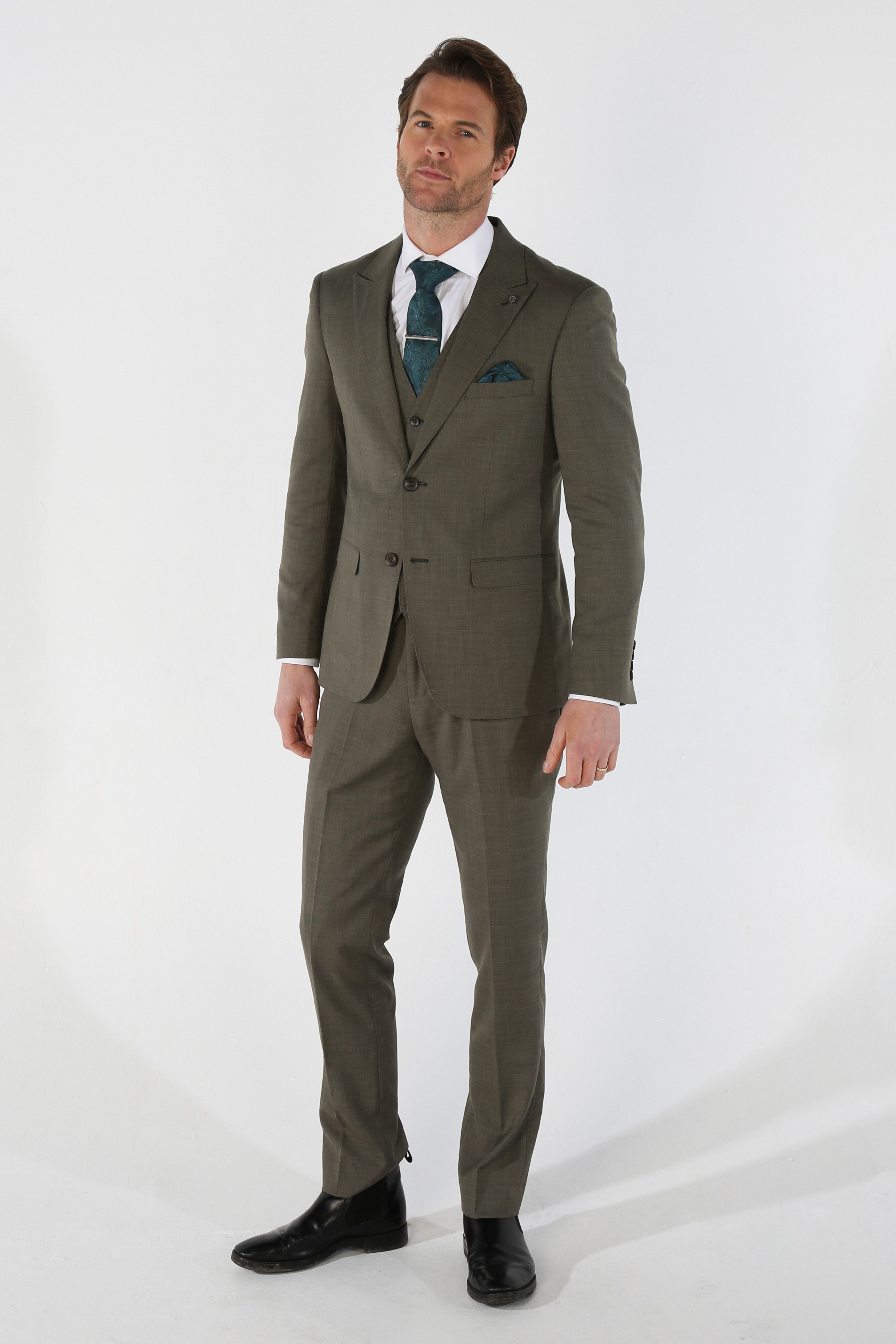 Men's Tailored Fit Plaid Suit Jacket - KURT - Sage Green