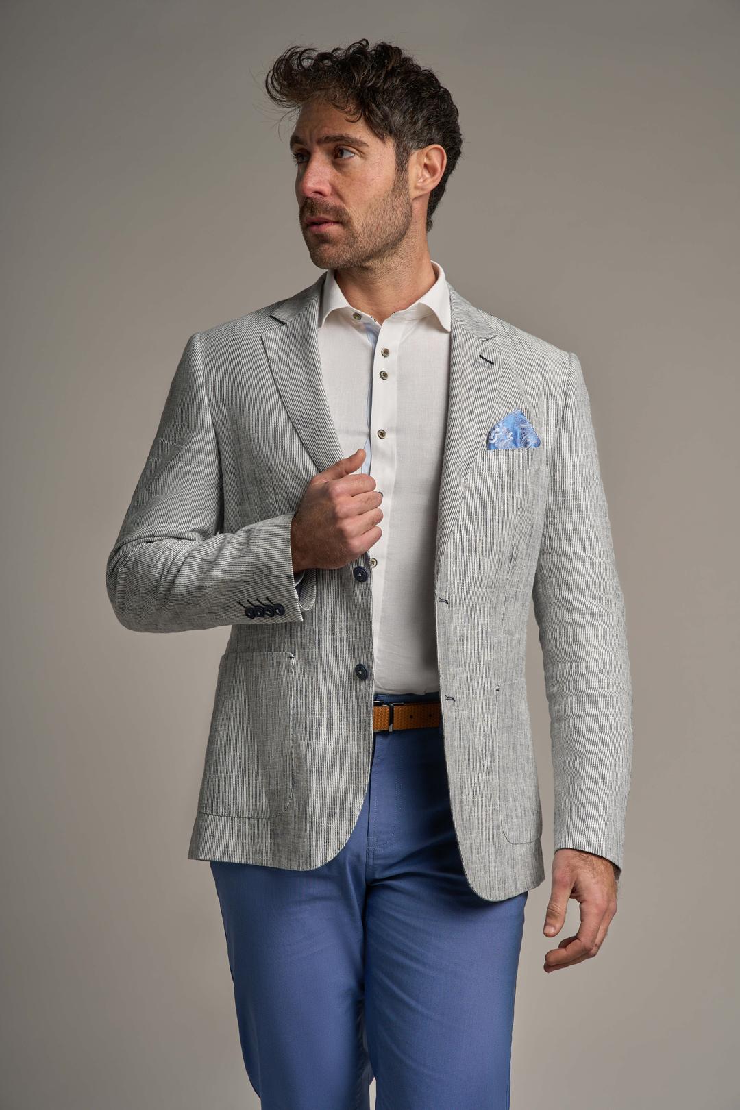 Grey linen blazer mens sale