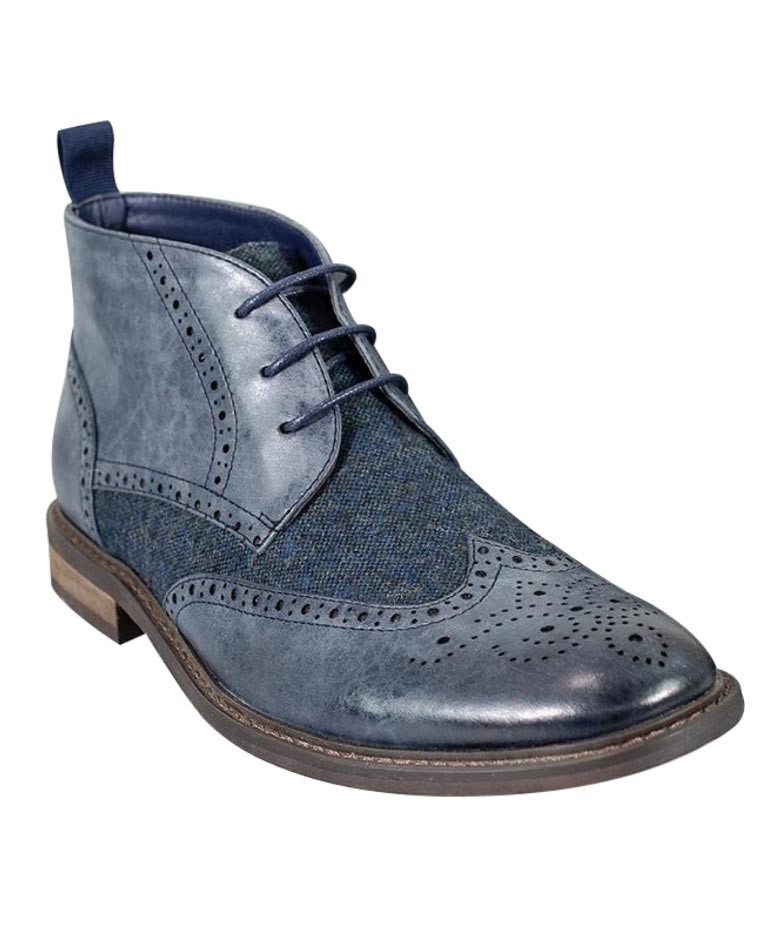 Men's Tweed Brogue Ankle Boots - CURTIS