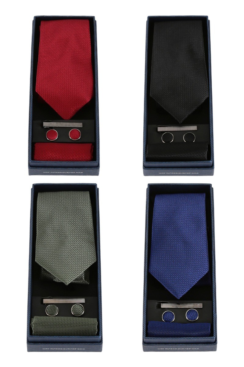 Men's Textured Tie & Cufflinks Set