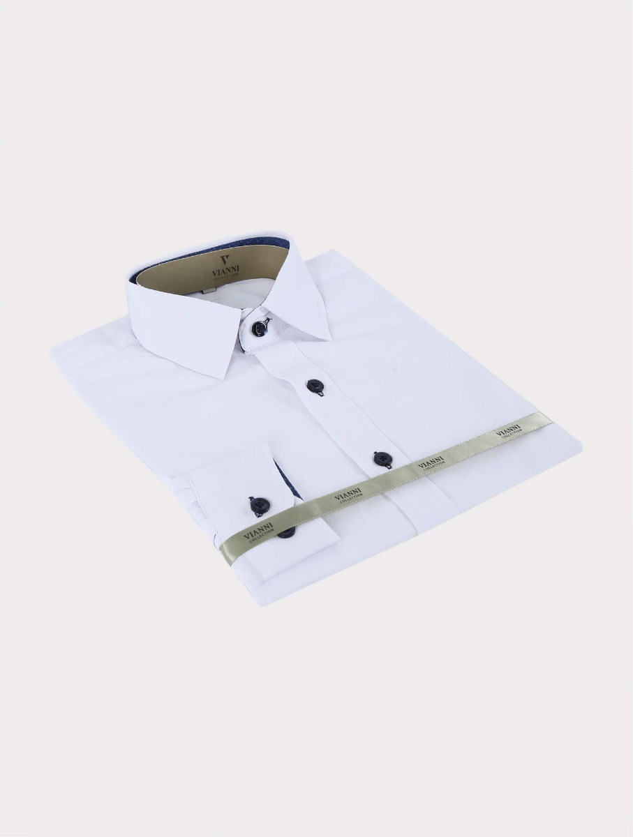 Boys Long Sleeve Cotton Shirt - White