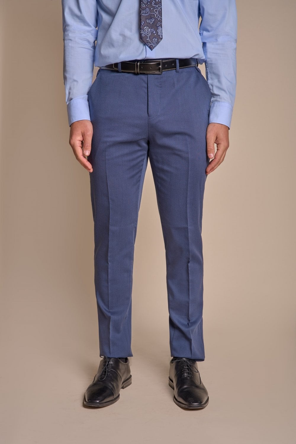 Men's Slim Fit Blue Formal Trousers- SPECTER