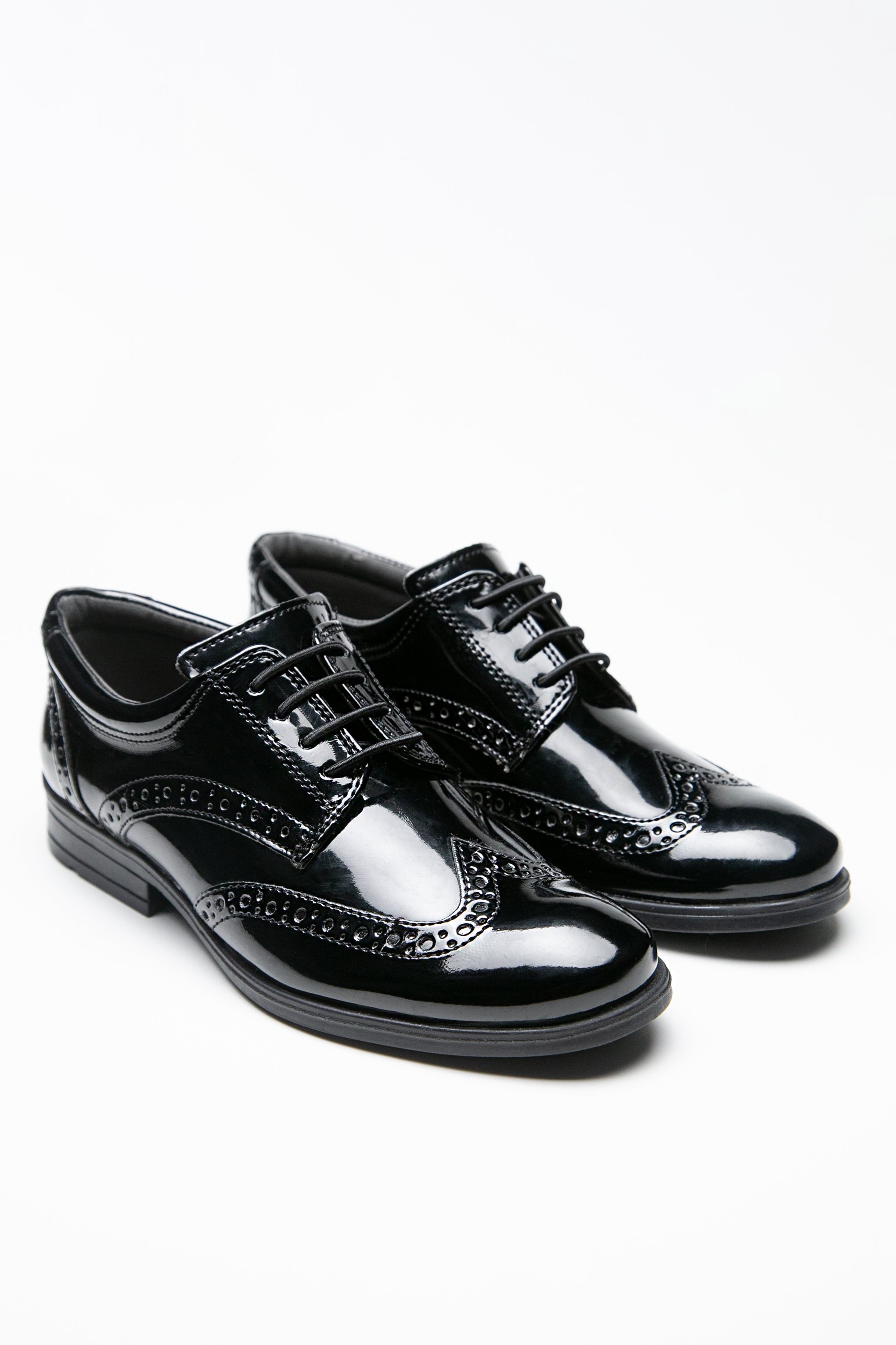 Boys’ Patent Derby Brogue Lace-Up Dress Shoes 