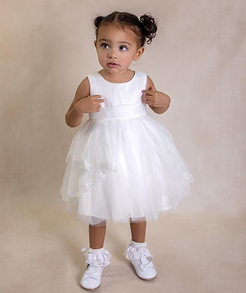 Babies and Girls Pleated Ivory Lace Dress - SABRINA