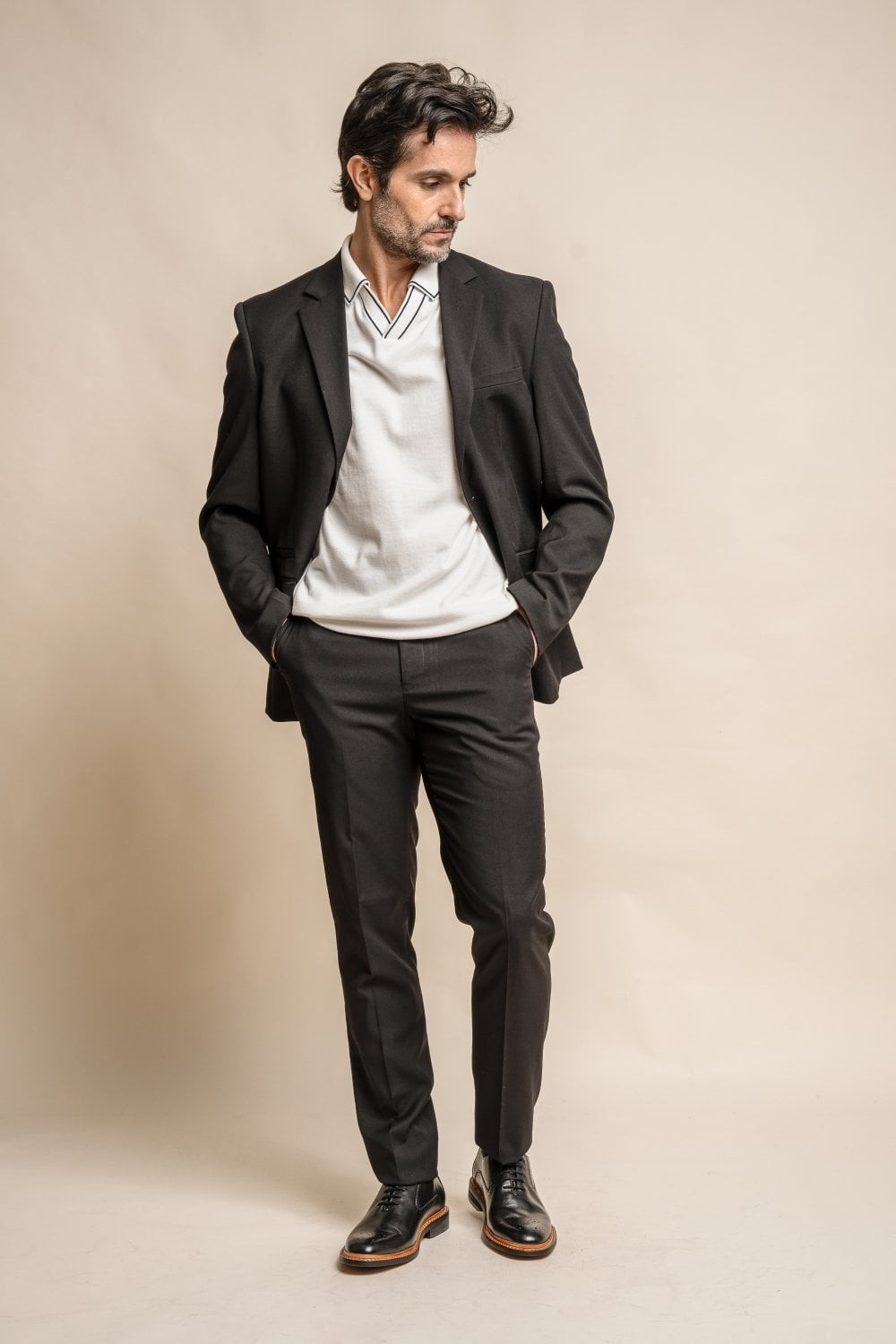 Men's Slim Fit Formal Suit Jacket - MARCO - Black