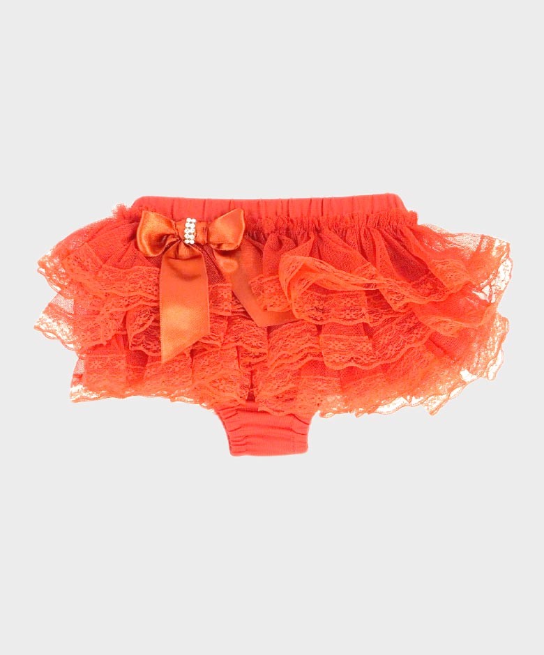 Baby Girls Ruffled Lace  bloomers - Red