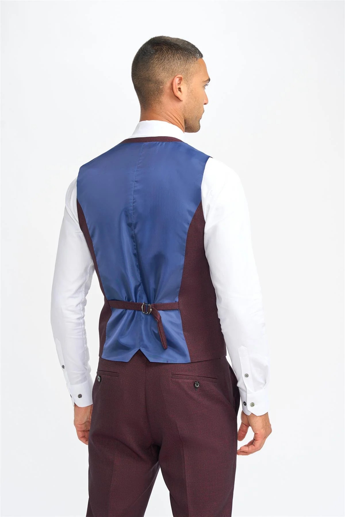 Men's Tweed Check Vest - CARIDI WINE