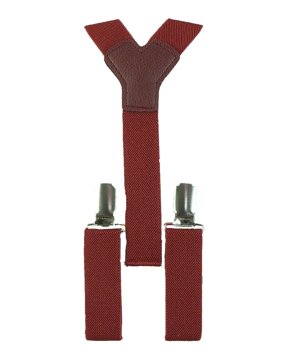 Boys Adjustable Elastic Y-Back Wide Bow Brace Set - Red