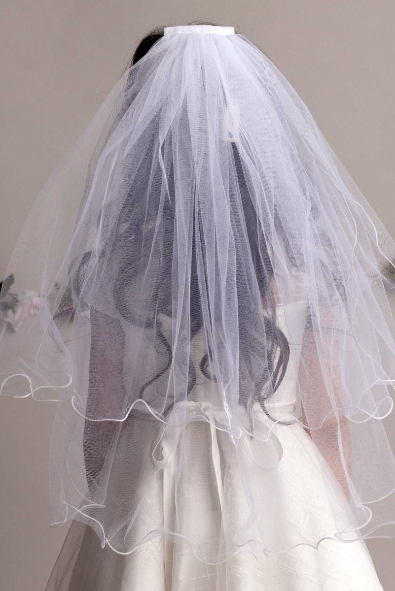 Girls White Tulle Veil - VL-608_R