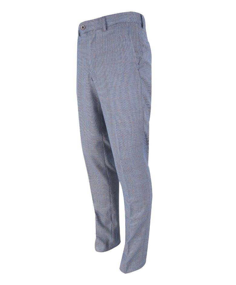 Men's Slim Fit Tweed Check Trousers - DELRAY - Blue