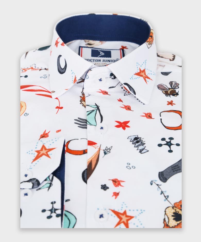 Boys Nautical Printed Fashion Shirt - Multicolour