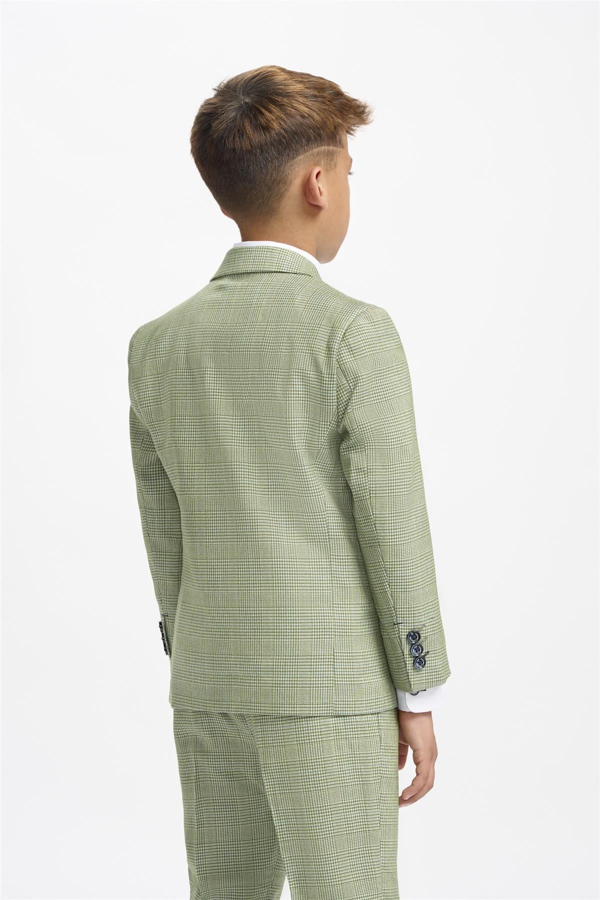 Boys Slim Fit Tweed Check Suit - CARIDI