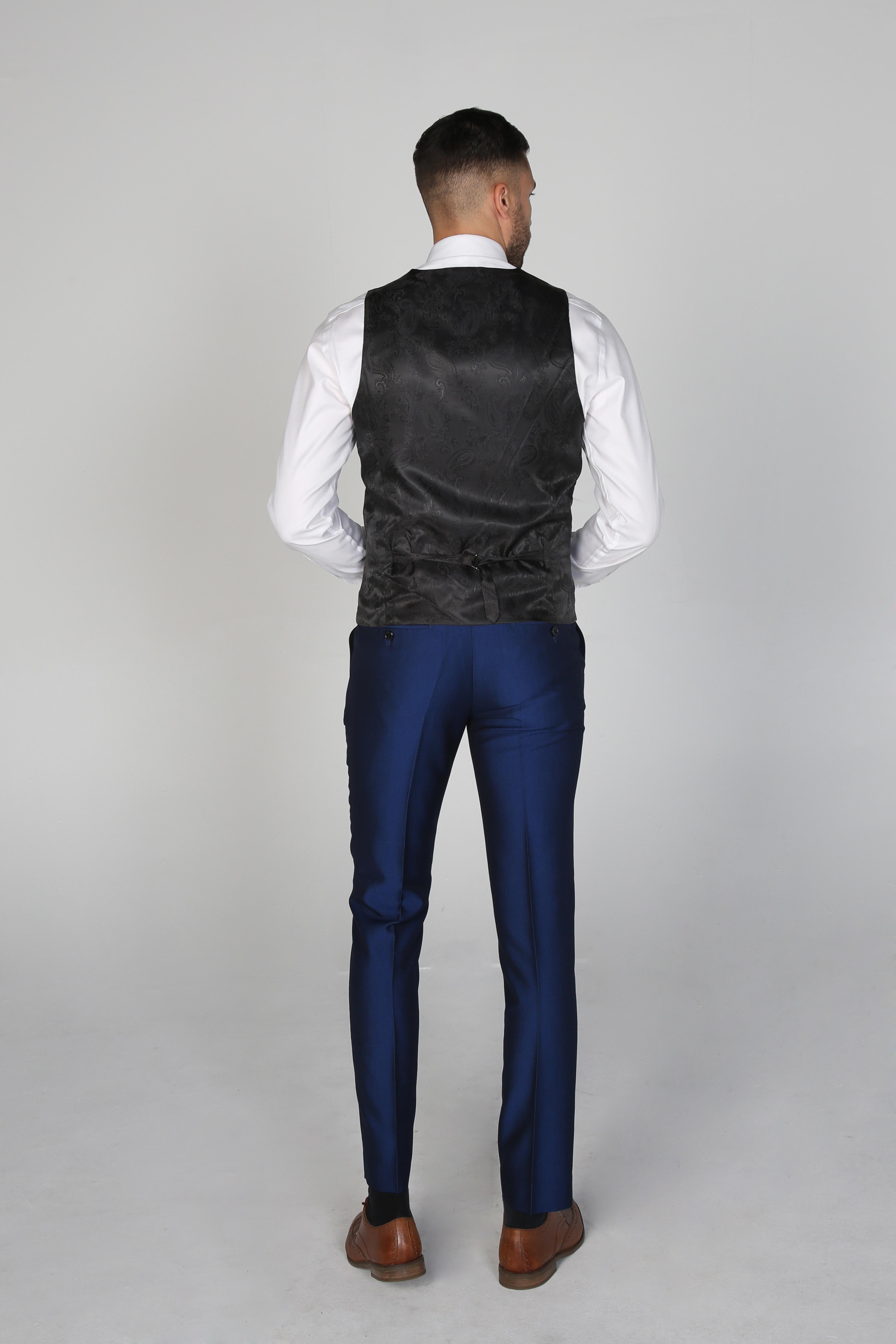 Men's Tailored Fit Sheen Effect Blue Suit - KINGSLEY - Royal Blue