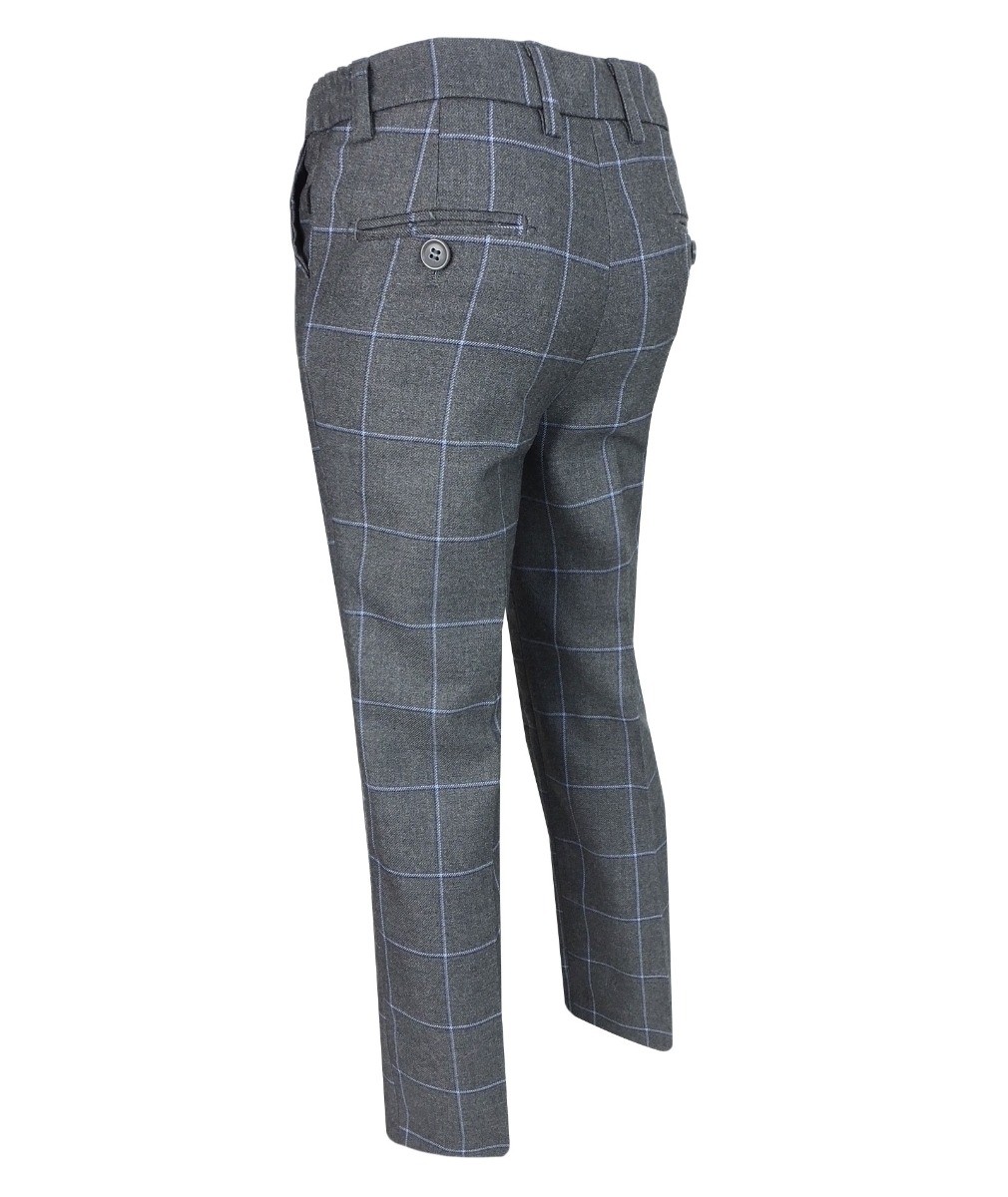 Boys Windowpane Check Slim Fit Suit