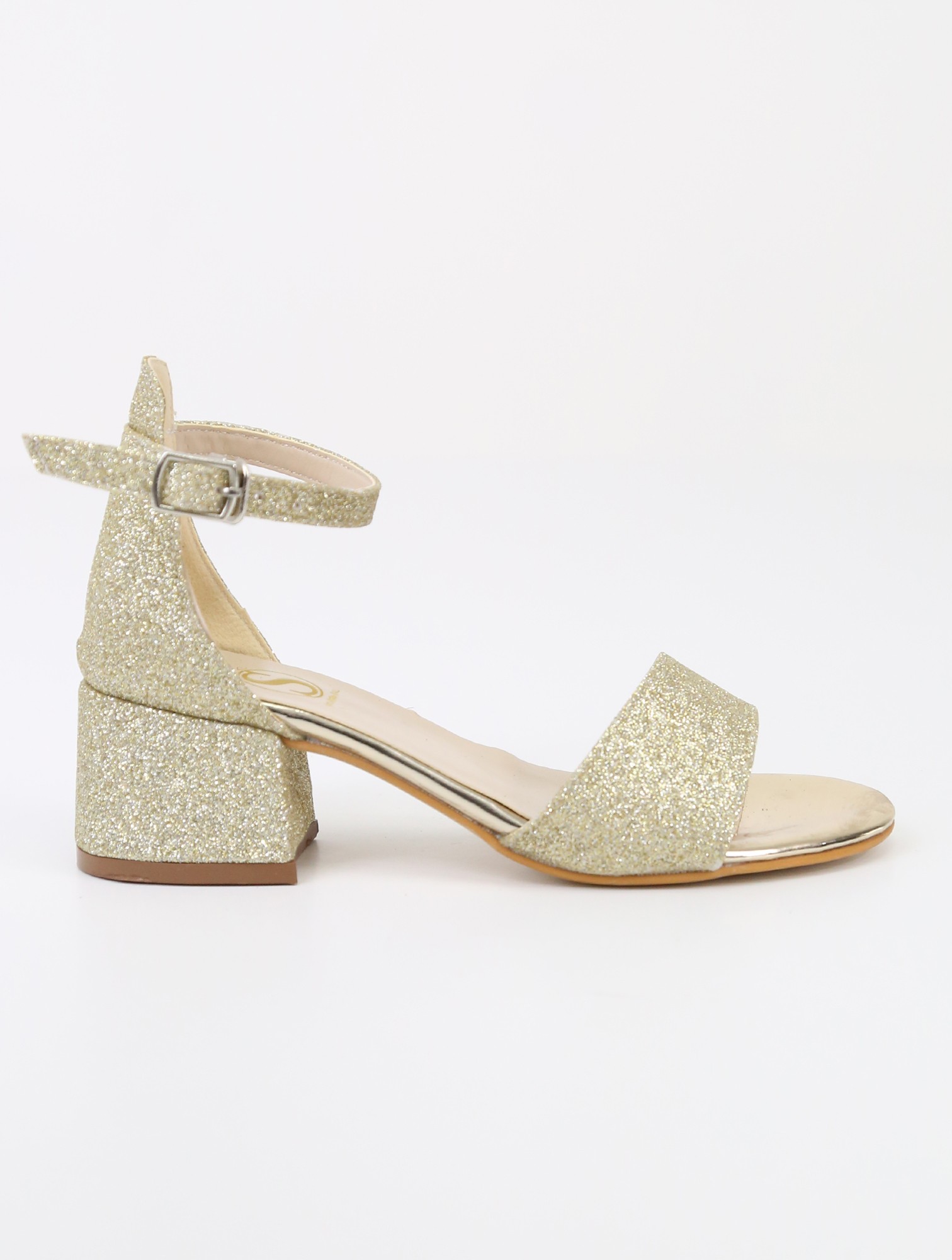 Girls Ankle-Strap Block Heel Sandals - SPARKLE