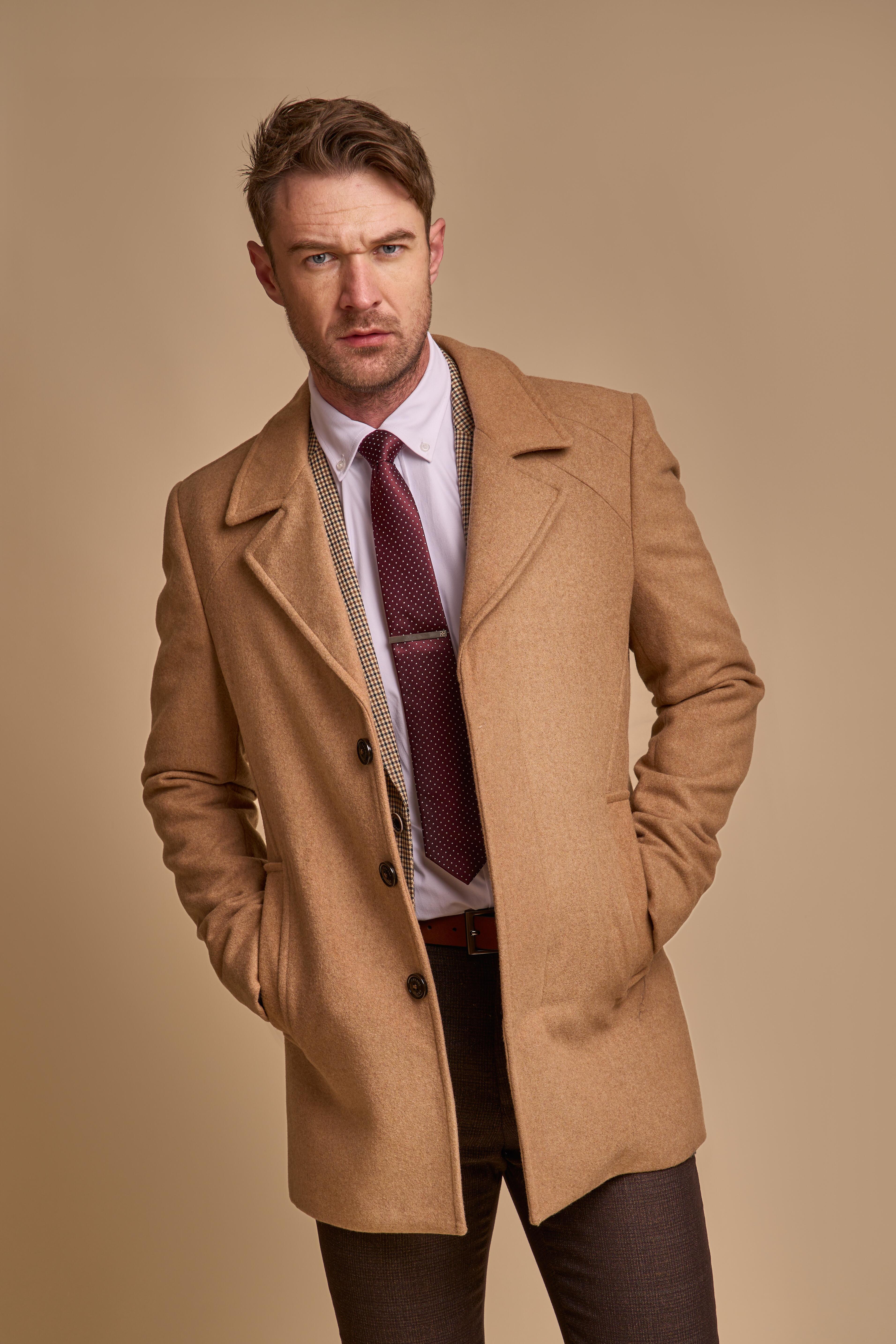Men's Slim Fit Wool Blend Coat - MARCUS