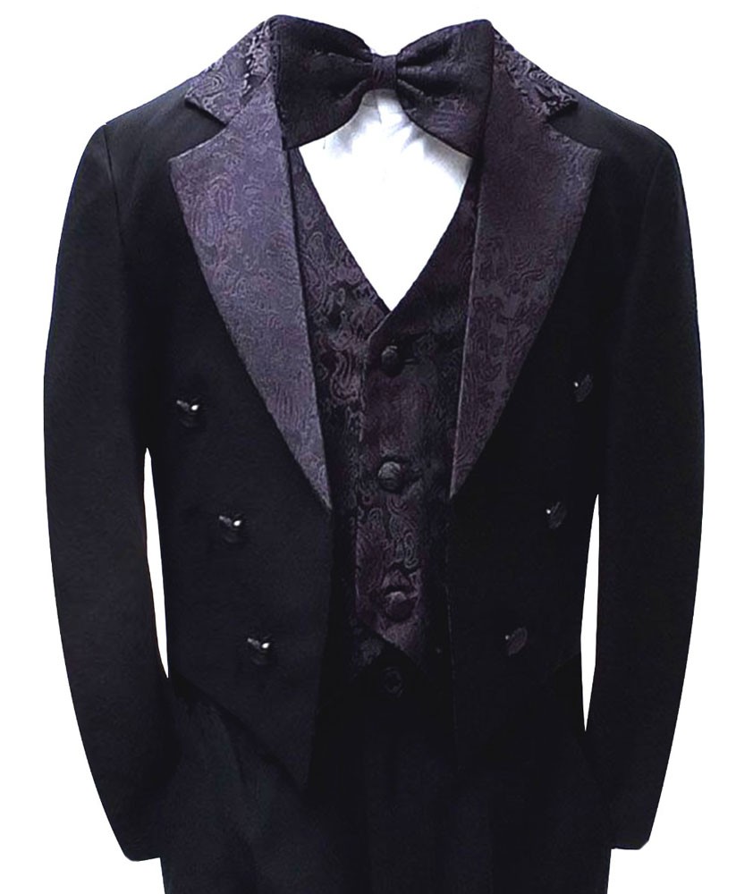 Boys Tuxedo Tail Suit Set - Black