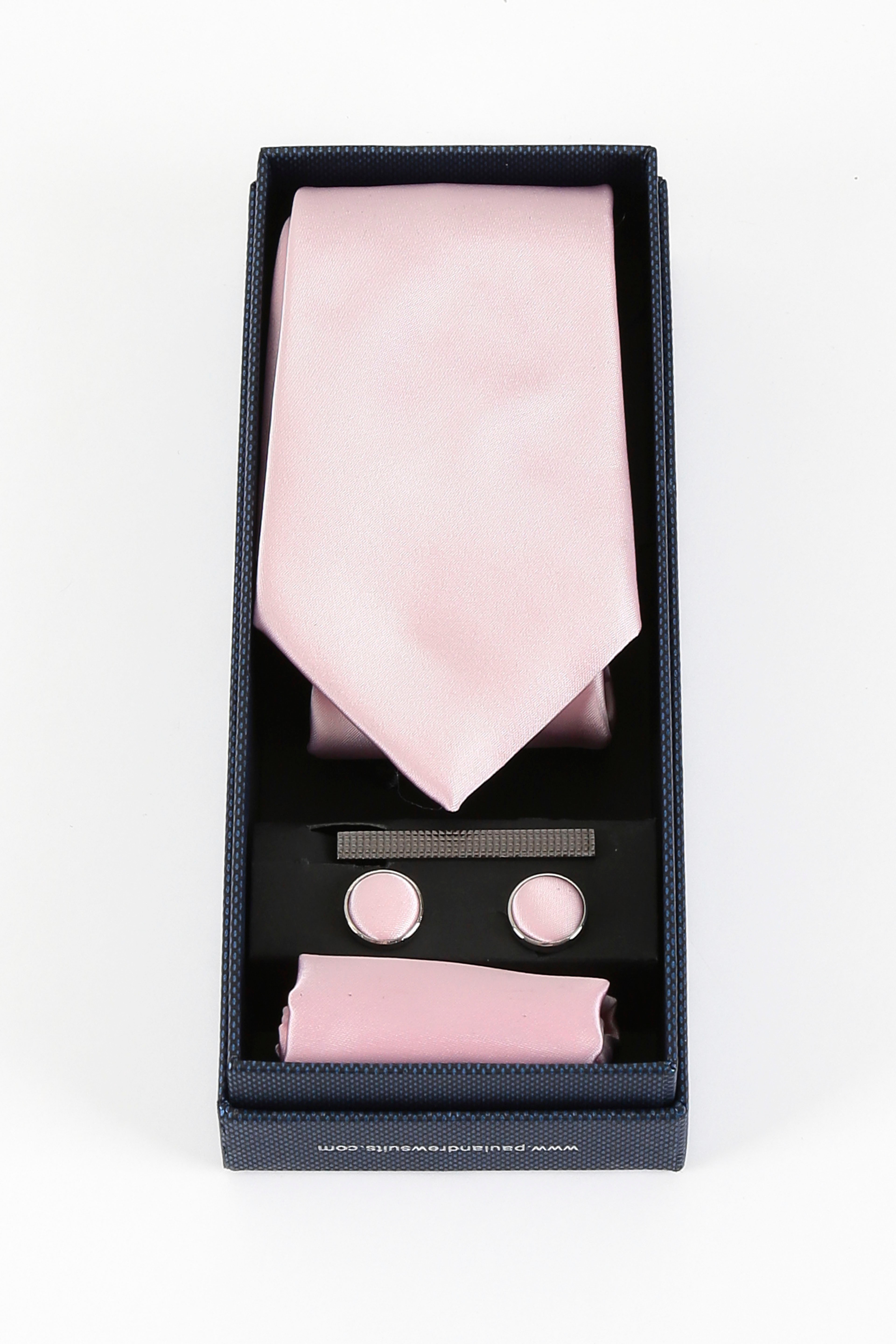 Men's Satin Tie Cufflink 4 Piece Set - Light Pink