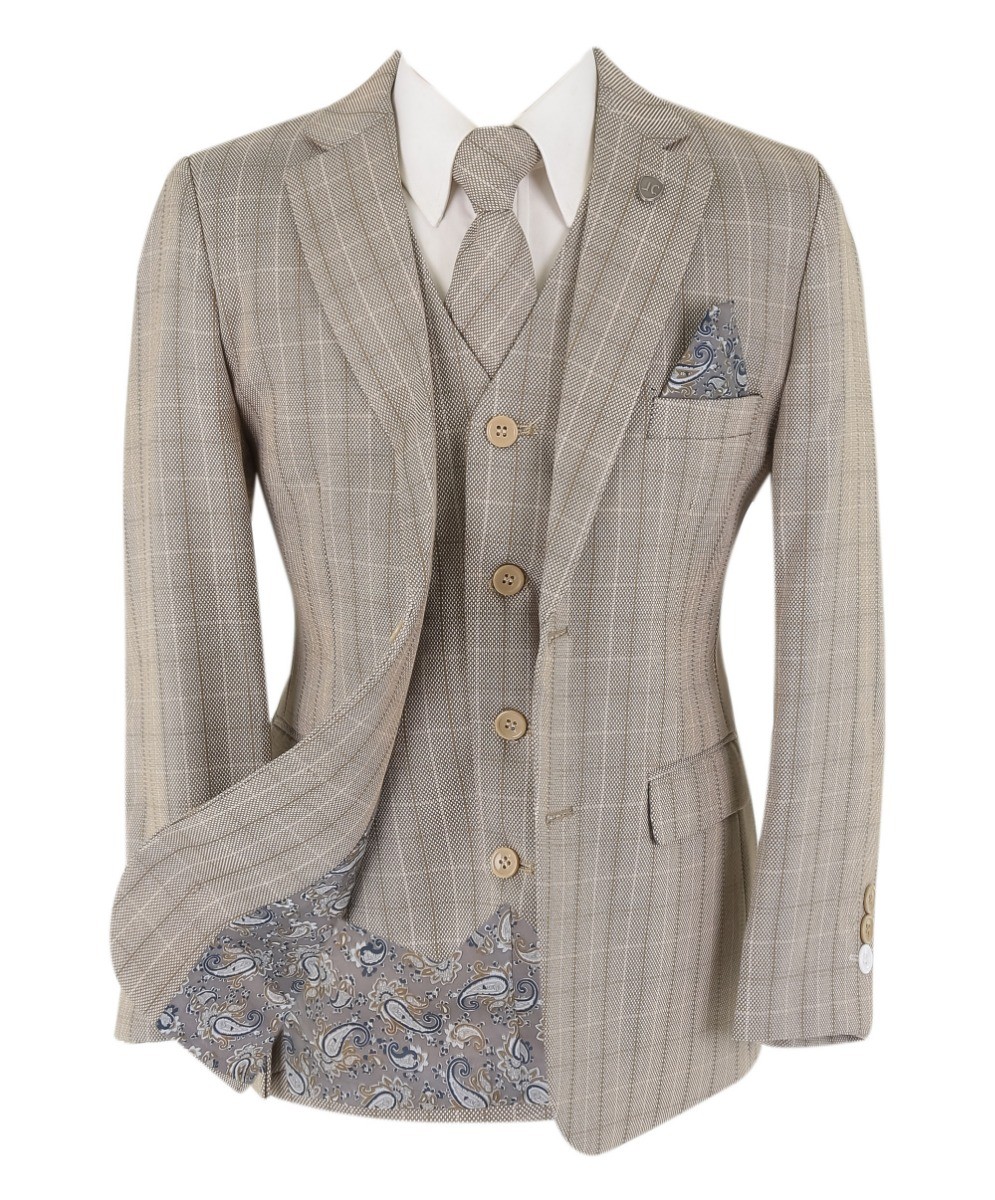 Boys Tweed Check Tailored Fit Suit 