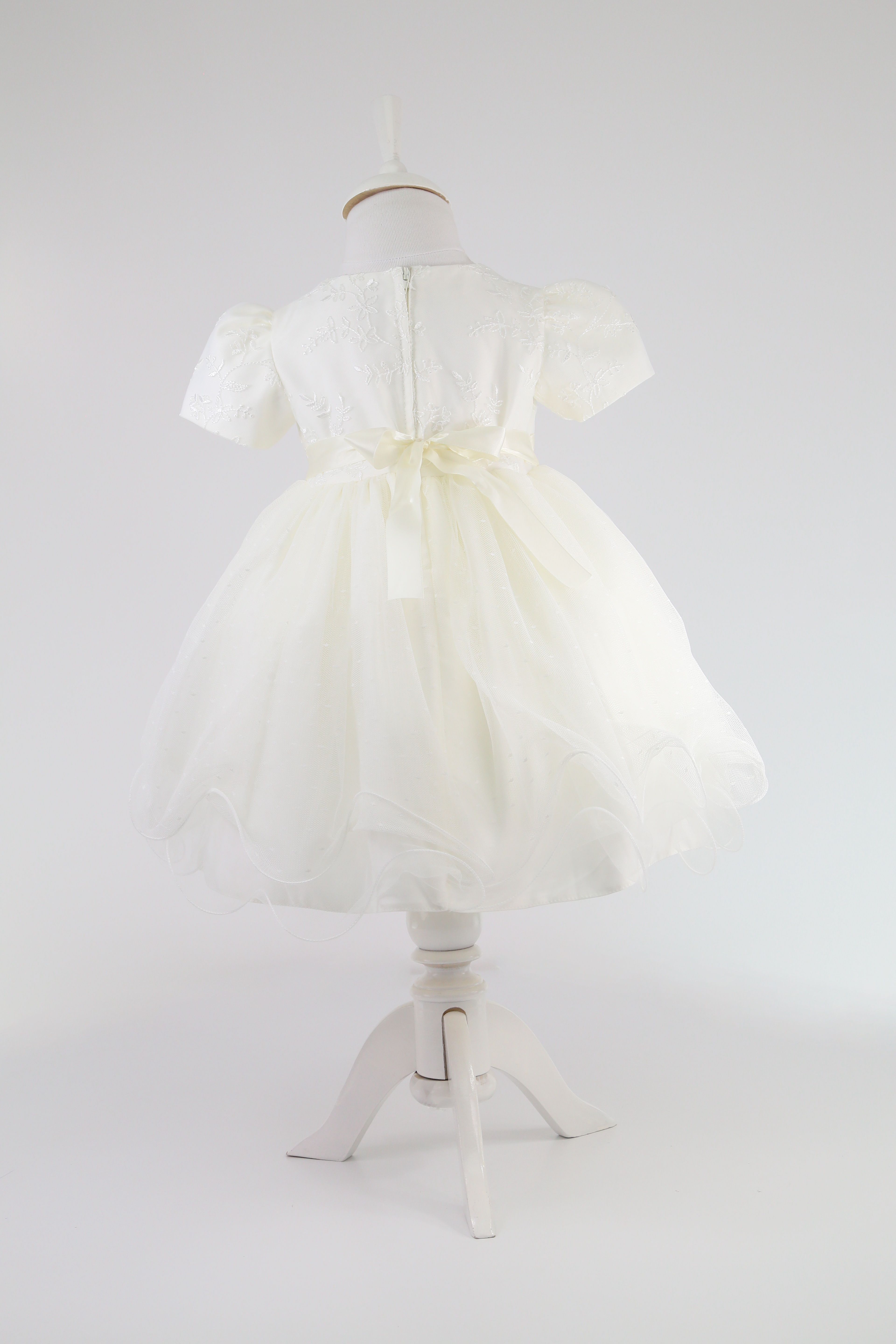 Baby Girls Balloon Sleeve Tulle Dress – B1038