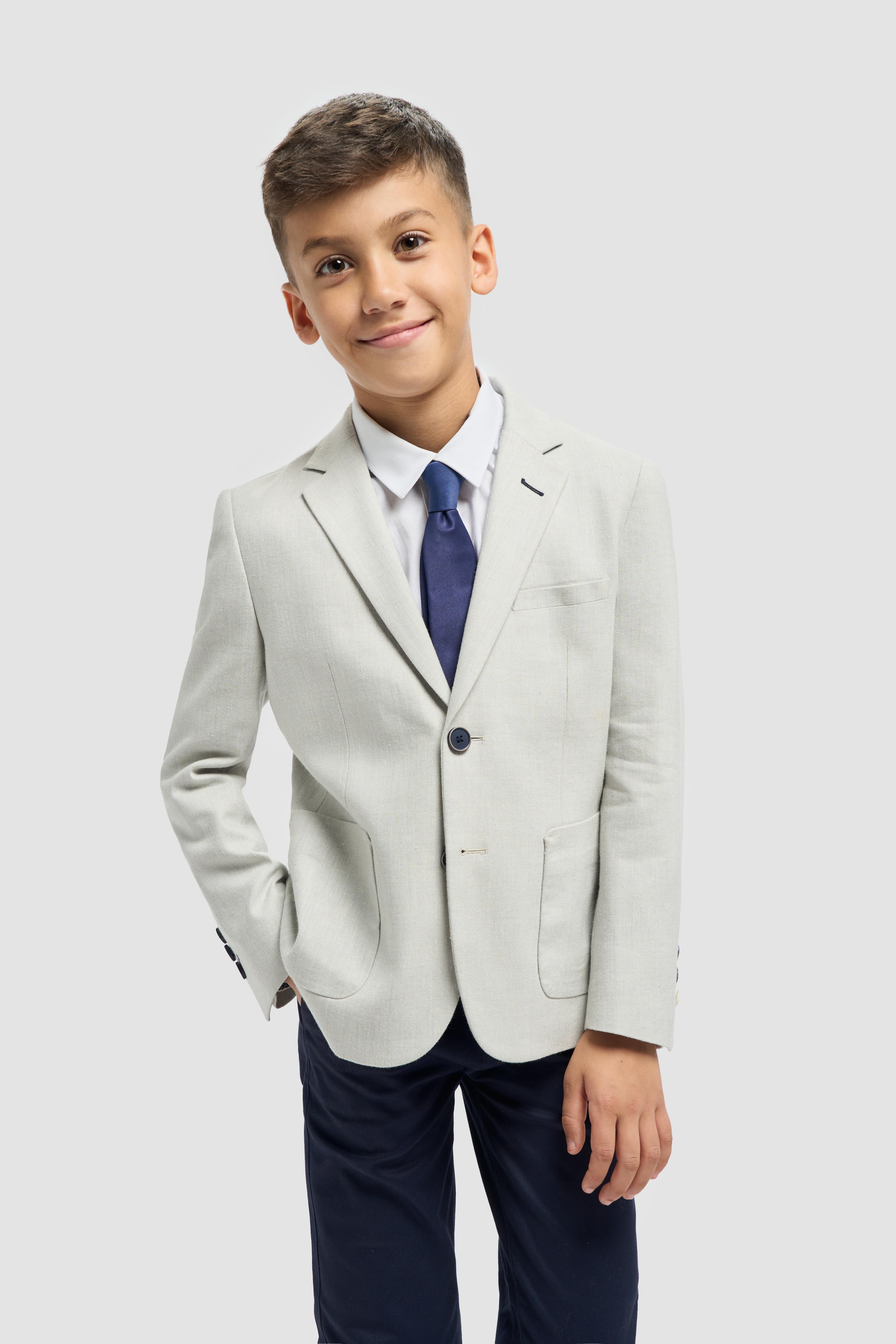 Boys’ Patch Pocket Linen Blend Blazer - Luigi  - Sky Blue