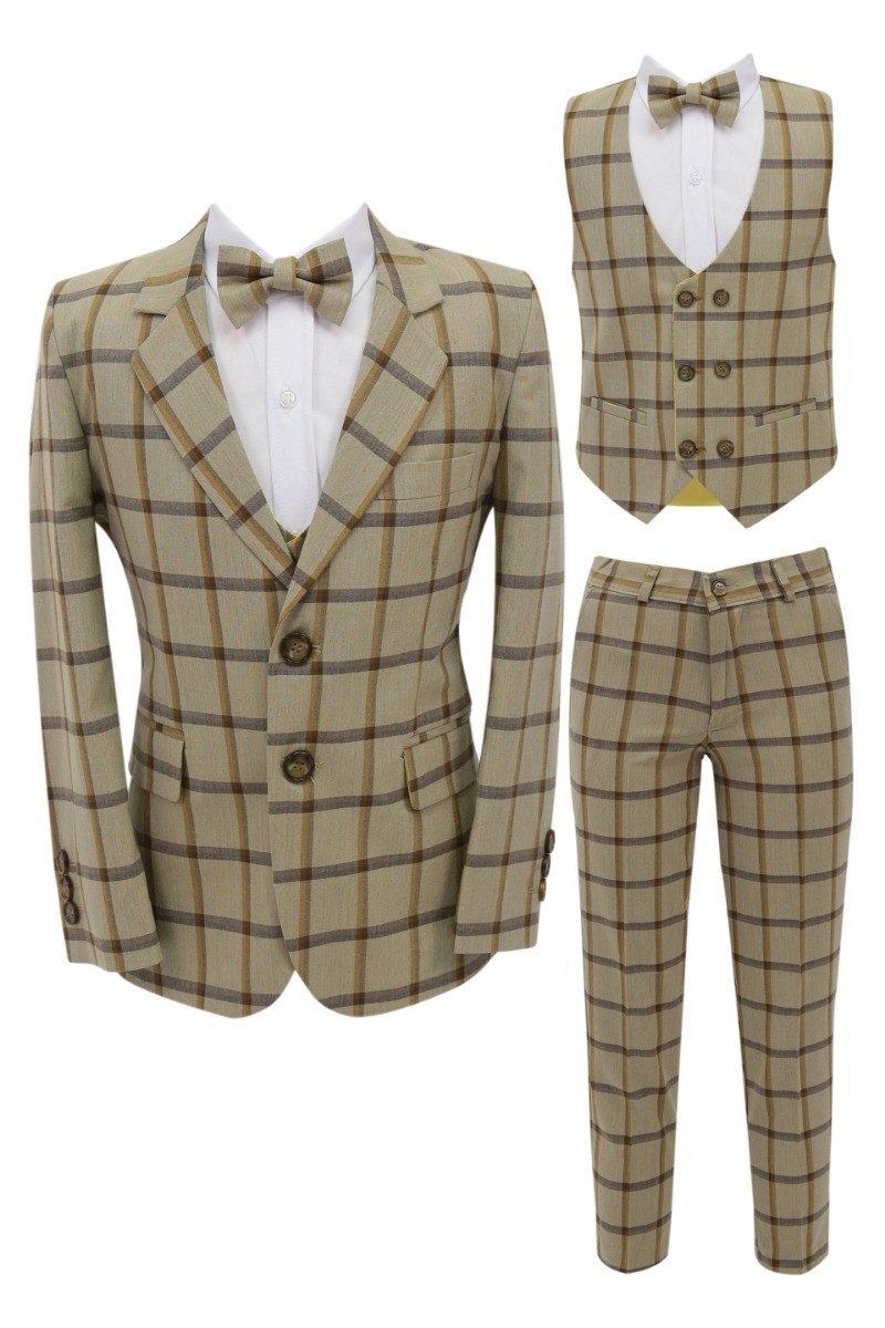 Boys Windowpane Check Suit 7 PC Set