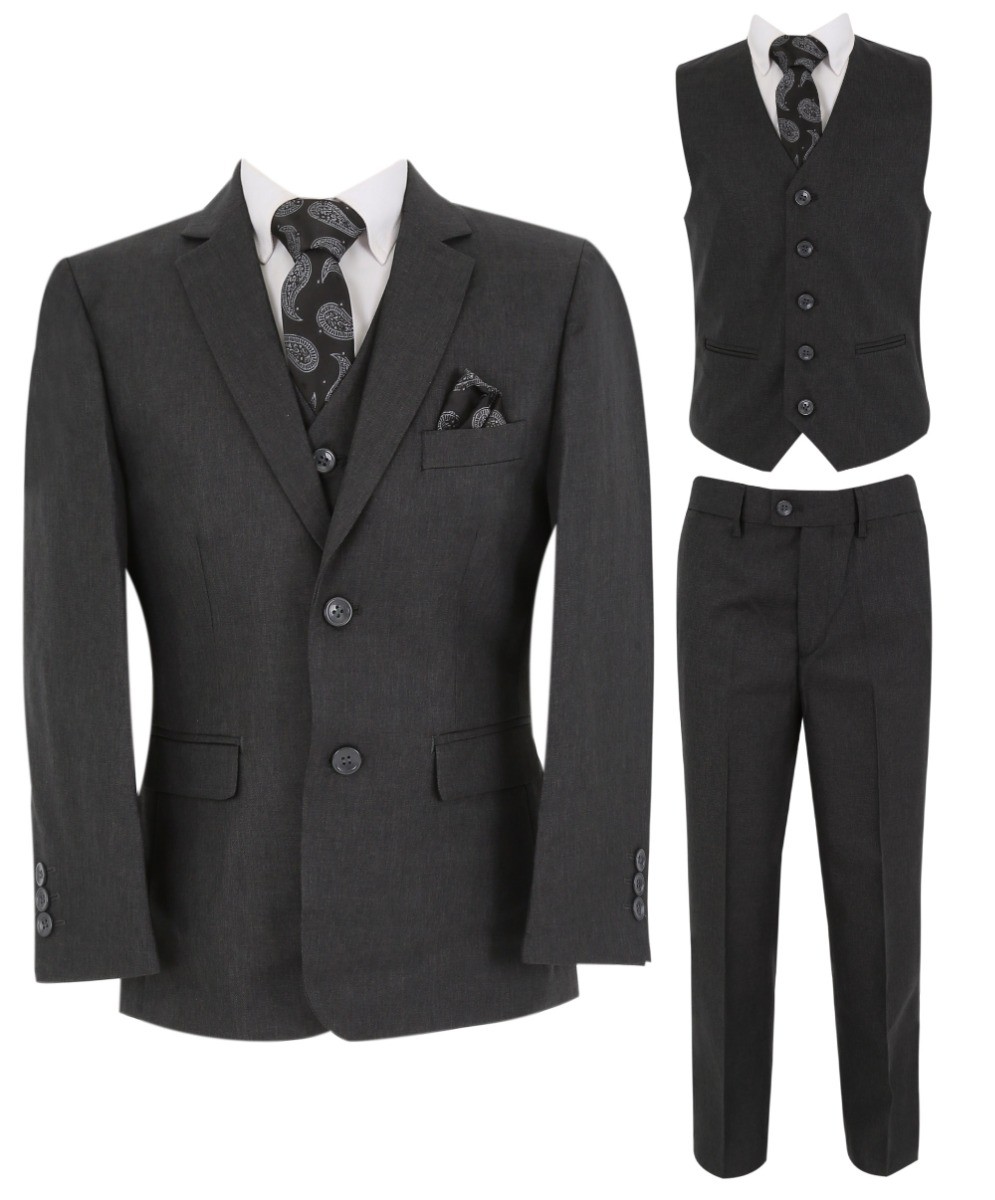 Boys Tailored Fit Formal Suit - LANDON - Black