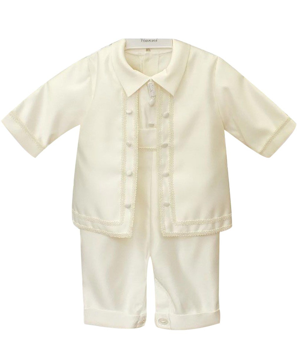 Baby Boys All In One Christening Suit - Ivory