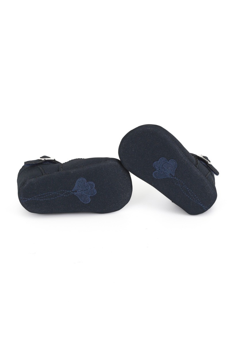 Baby Girls Pre-walker Shoes with Beaded Embellishmen - Navy Blue