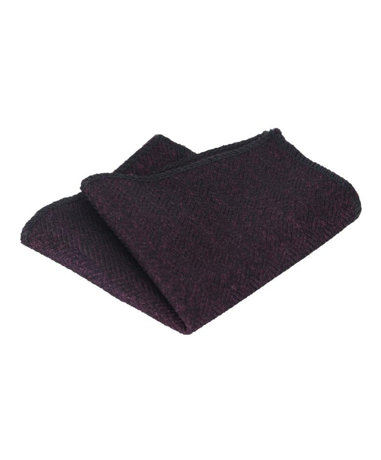 Boys & Men's Herringbone Tweed Pocket Handkerchief - Purple