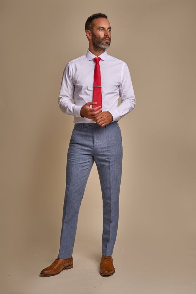 Men's Tweed Slim Fit Suit - WELLS Blue - Light Blue