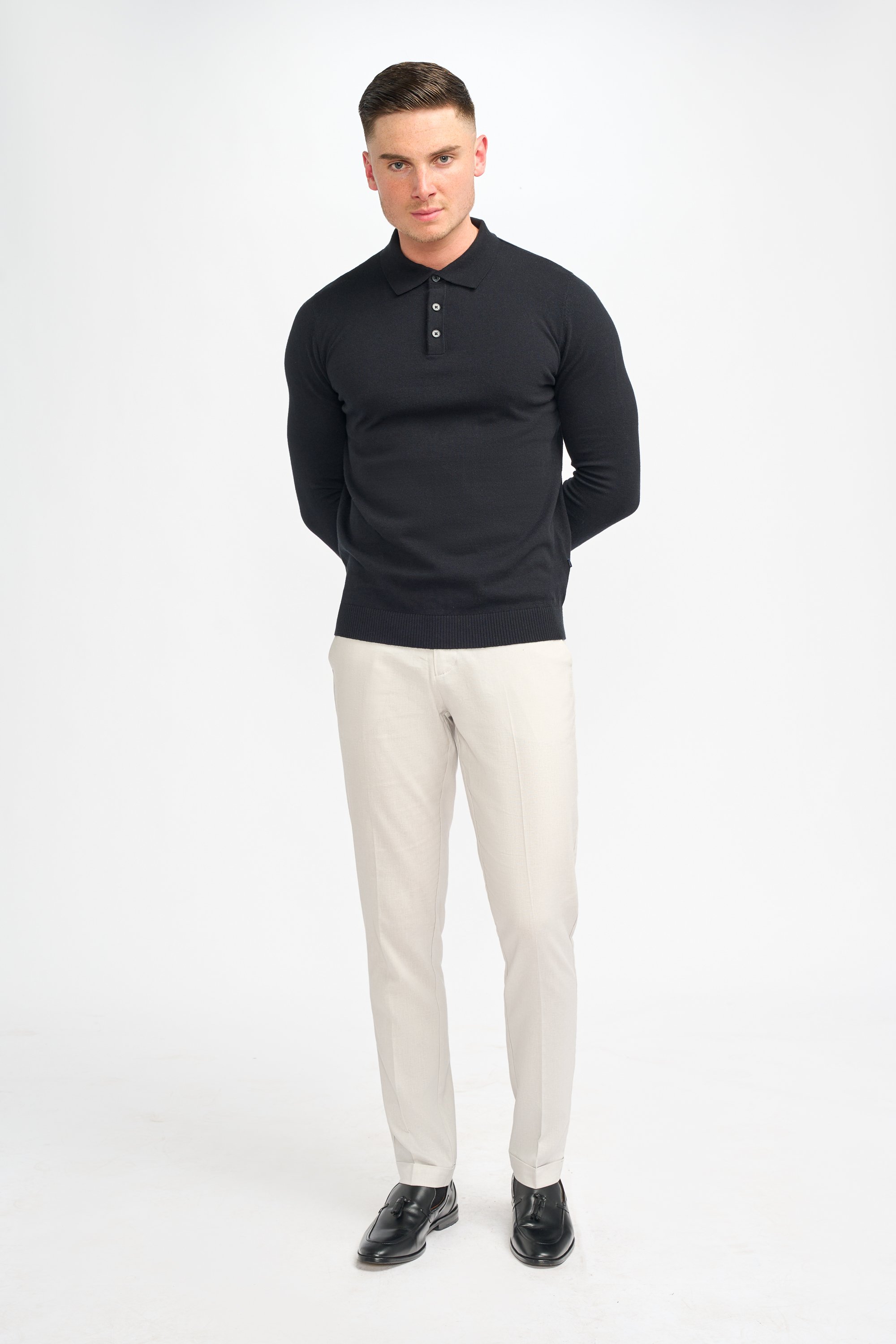 Men’s Wool Knit Long Sleeve Polo Shirt - Boom